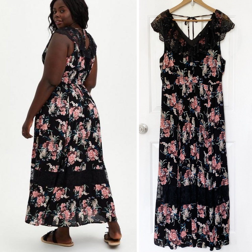 Torrid Floral Gauze Smocked Waist Maxi Dress 2